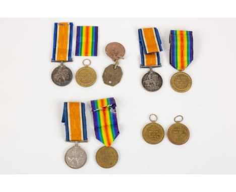 A small collection of WWI medals to the Smethurst family comprising Pairs: BWM, Victory (3205 Gnr J S Smethurst RA) NEF, with