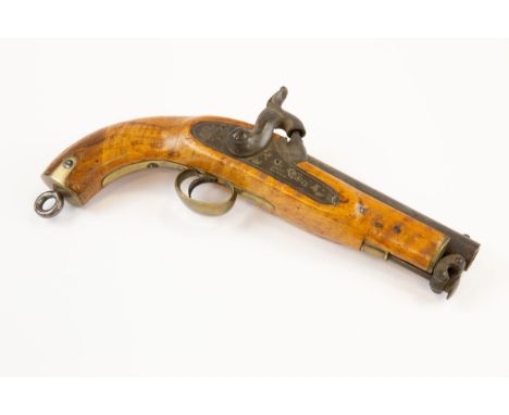 A .56" 1839 pattern percussion Sea Service or Coast Guard belt pistol, the 6" barrel bearing Tower proof and various inspecto