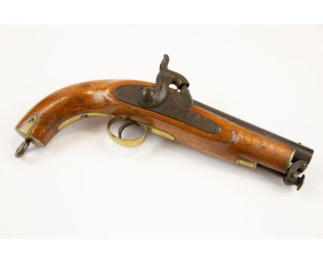 A .56" 1839 pattern percussion Sea Service or Coast Guard belt pistol, the 6" barrel bearing Tower proof and various inspecto