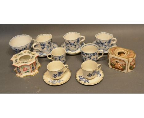 A Set Of Three Meissen Porcelain Cups, together with a Naples inkwell and various other items of ceramics 
