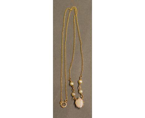 An Opal Set Pendant With Chain 