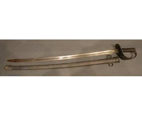 A British 1885 Cavalry Trooper Sword, The Steel Bowl Guard pierced with a Maltese Cross with leather faced grip, the curved b