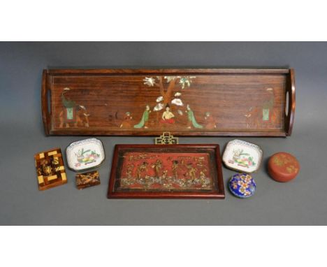 A 19th Century Miniature Tortoiseshell Casket, together with a pair of enamel dishes and various related items 