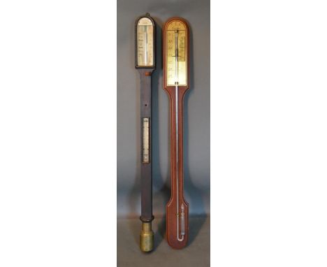 A 19th Century Stick Barometer By John Poole, London, together with a reproduction stick barometer 