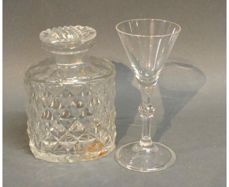 A Late Georgian Glass Tea Caddy Together With A Cordial Glass 