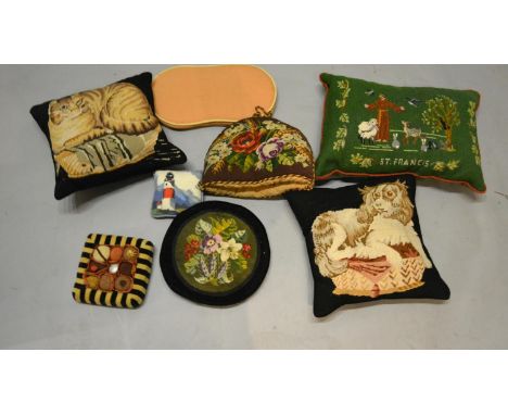 Two Woollen Tapestry Cushions Together With Other Related Items 