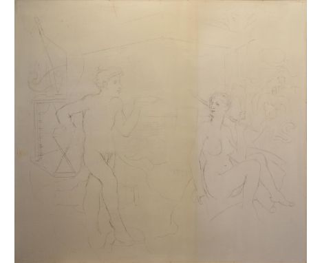 Unsigned Works To Include A Large Canvas With Sketch and various other similar 