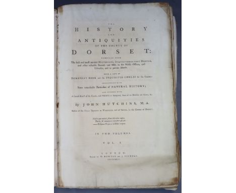 HUTCHINS, Revd. John, M. A. “The History &amp; Antiquities of The County of Dorset…”; 1774, 2 vols., thirty-one plates, twent