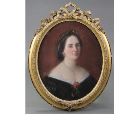 ENGLISH SCHOOL, mid-19th century. A head-&amp;-shoulders portrait of Katherine Blicke Archer, mother of Horace Annesley Powys