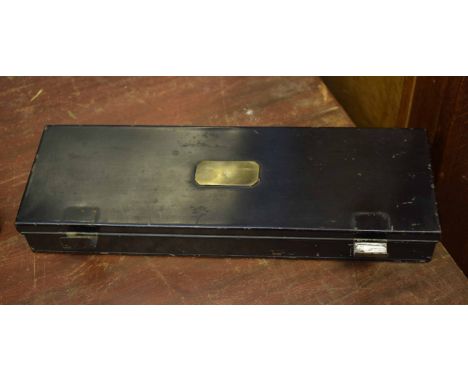 Vintage tin cased geometry set, 33cm long