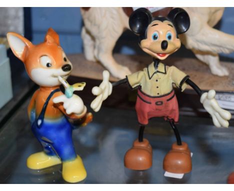 Walt Disney Productions model of Mickey Mouse together with a further Disney character made by Goebel, Mickey Mouse 13cm high