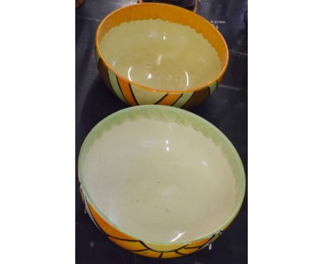 Two Art Deco bowls by Myott &amp; Sons, both decorated in Art Deco Clarice Cliff style, one with pattern number 8291, the oth