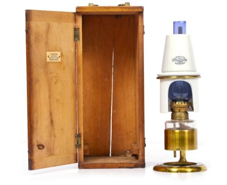 A LATE 19TH CENTURY MICROSCOPE OIL LAMP by Swift &amp; Son of 81 Tottenham Court Road (circa 1877-1881), with original lacque