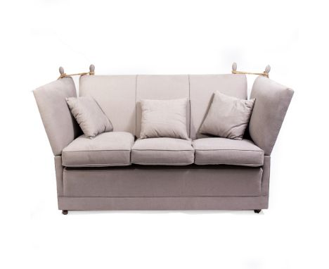 A CONTEMPORARY GREY UPHOLSTERED KNOLL STYLE SOFA 195cm wide x 98cm deep x 100cm high Condition: marks to the upholstery