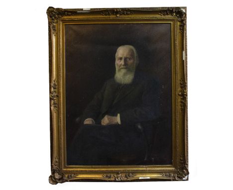 A LARGE EARLY 20TH CENTURY SEATED PORTRAIT OF SIR ROBERT APPLEBY BARTRAM (1835-1925) oil on canvas, 121cm x 90cm, mounted in 