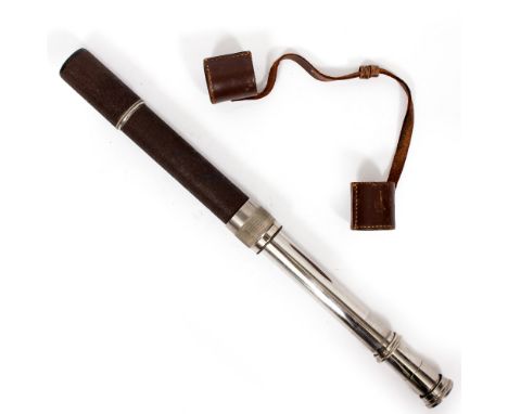 A TWO DRAWER BRITEX SPOTTER TELESCOPE with painted finish and leather end caps, 50.5cm long extended Condition: some deterior