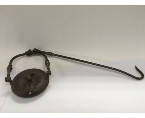 A vintage Lenticular  hanging miner's oil lamp.