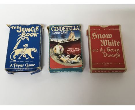Three packs of vintage British made Walt Disney playing cards, The Jungle Book, Cinderella and Snow White, (3)