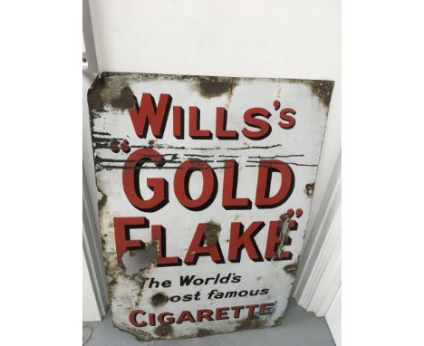 An enamel metal Willis's Gold Flake cigarette advertising sign, approx 61x92cm