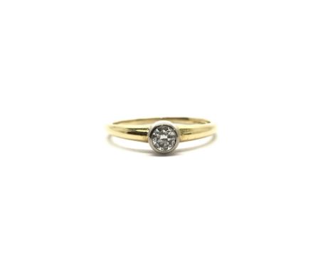 An 18ct yellow gold and solitaire diamond ring, ring size approx L/M, total weight approx 2.3 grams.