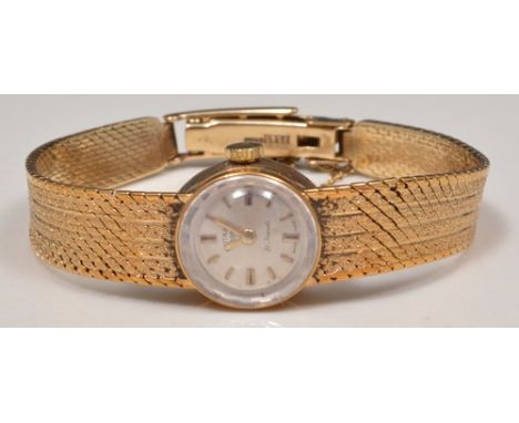 Ladies Rotary 9ct gold wristwatch, on a 9ct bracelet strap.