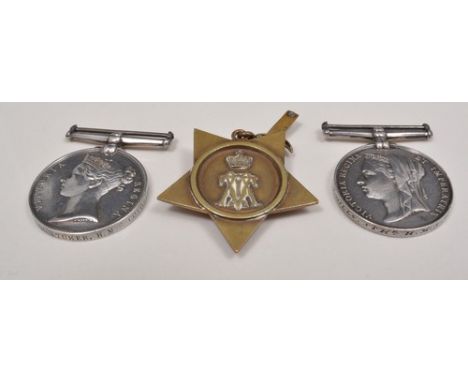 Medals:  Victorian Royal Navy medal, to JOHN MILLS, LDG.STOKER,H.M.S.COLOSSUS, together with the Egypt medal to J MILLS.STKR,