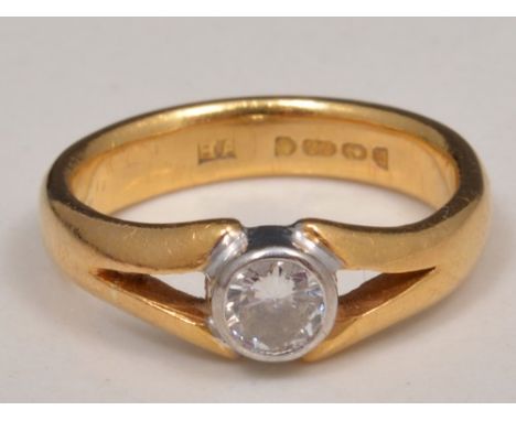 22ct gold diamond solitaire ring, with a brilliant cut stone.