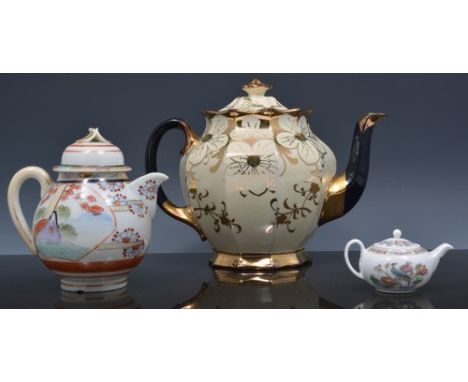 Coalport Caughley mask head jug, 15cm, teaware and other pottery.