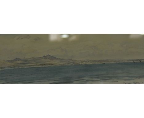 Muirhead Bone, "Torres Vedras and Cintra", signed and titled, pencil drawing with colour wash, 10cm x 24cm.
