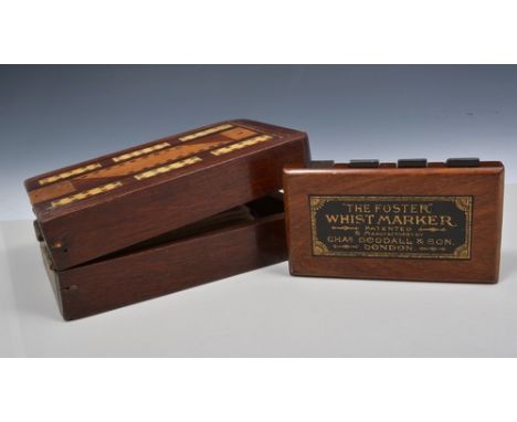 The Foster Whist Marker, by Chas Goodall & Son, London, 10cm and two cribbage boards (3).