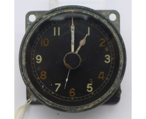 A MK11A aircraft cockpit clock, possibly Spitfire or similar aircraft, 8963/43,  AM backstamp