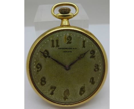 An 18ct gold cased pocket watch, the movement signed Patek Philippe & Co, No.82369, Geneva, the case hand engraved Patek Phil