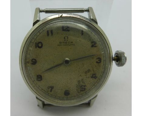 An Omega Non-magnetic manual wind wristwatch, calibre 30T2SCPC, not working. Case diameter 32.5mm