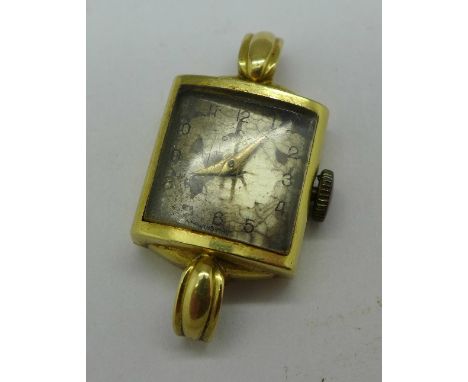 A lady's 14ct gold cased Omega manual wind wristwatch, not working. Case diameter 16mm