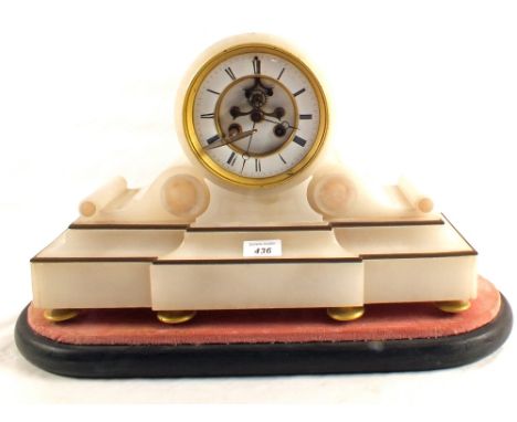 An Alabaster striking mantel clock