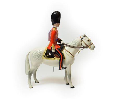 Beswick H.R.H The Duke of Edinburgh on Alamein, model No. 1588, light dapple grey gloss (a.f).  Jacket re-painted in part acr