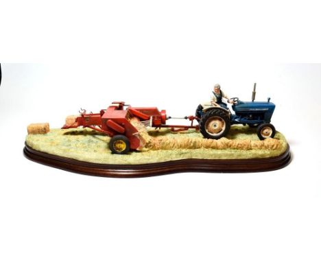 Border Fine Arts 'Hay Baling', model No. B0738 by Ray Ayres, limited edition 755/2002, on wood base, with box and certificate