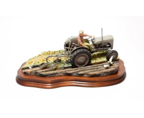 Border Fine Arts 'The Fergie' (Tractor Ploughing), model No. JH64 by Ray Ayres, limited edition 67/1250, on wood base.  In go