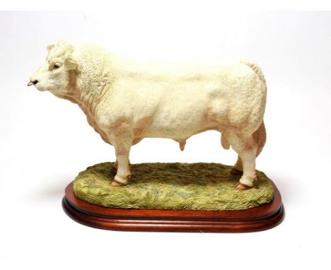 Border Fine Arts 'Charolais Bull' (Style Two), model No. B0587 by Jack Crewdson, limited edition 186/950, on wood base, with 