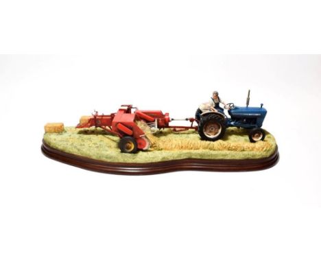 Border Fine Arts 'Hay Baling', model No. B0738 by Ray Ayres, limited edition 1767/2002, on wood base, with box and certificat