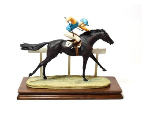Border Fine Arts 'Full Stretch' (Racehorse), model No. L82 by David Geenty, limited edition 1025/1500, on wood base, with cer