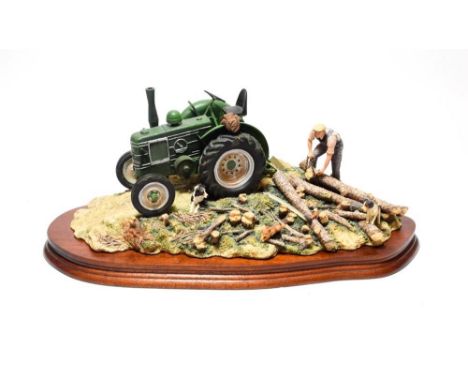 Border Fine Arts 'Hauling Out' (Field Marshall Tractor), model No. JH98 by Ray Ayres, limited edition 362/1500, on wood base 