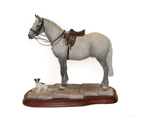 Border Fine Arts 'Faithful Friends' (Horse and Puppy), model No. B0942A by Anne Wall, limited edition 157/500, on wood base. 