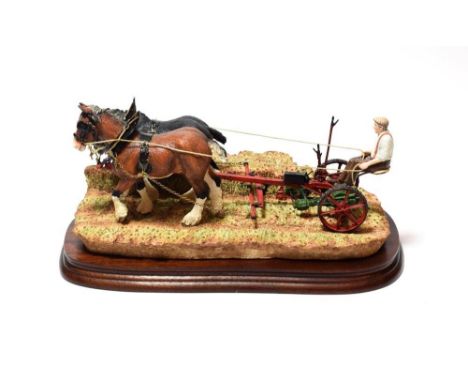 Border Fine Arts 'Hay Cutting Starts Today' (Gold Edition), model No. B0405 by Ray Ayres, limited edition 343/950, on wood ba