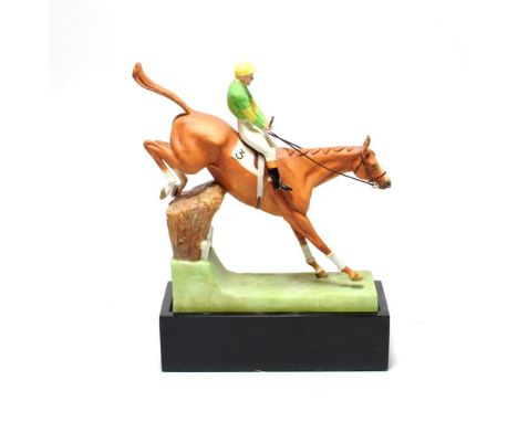 Royal Worcester 'Over the Sticks', model No. RW3116 by Doris Lindner, on plinth .  In good condition, no obvious faults, dama