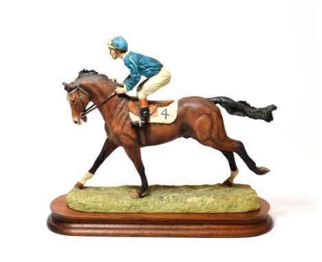 Border Fine Arts 'Cantering Down' (Racehorse), model No. L16A by Anne Wall, limited edition 53/850, on wood base (a.f)
