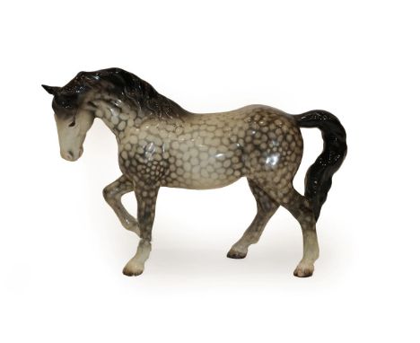 Beswick Stocky Jogging Mare, Third Version, model No. 855, Rocking horse grey gloss (a.f).  Heavily restored including ear, t