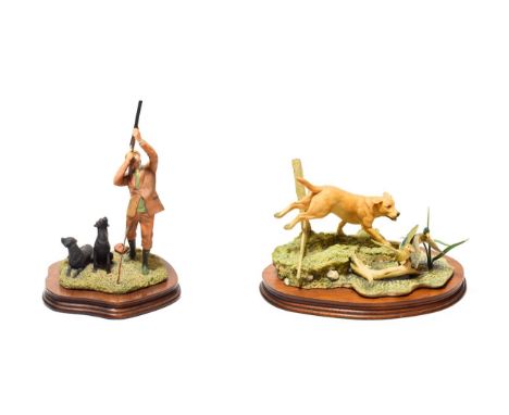 Border Fine Arts 'Disturbing the Peace' (Labrador and Mallard), model No. L80 by Ray Ayres, limited edition 293/1500, on wood