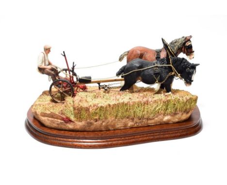 Border Fine Arts 'Hay Cutting Starts Today' (Standard Edition), model No. B0405, limited edition 541/950, on wood base, with 