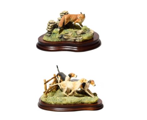 Border Fine Arts 'Forrard Away' (Three Hounds Chasing a Fox), model No. L64 by Elizabeth Waugh, limited edition 1150/1500, on
